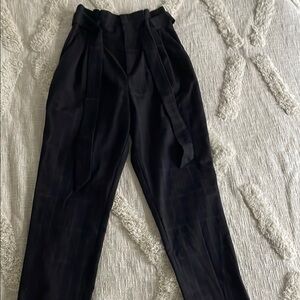 Black Gingham Tie-Waist Trousers